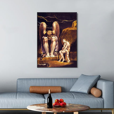 INVIN ART Framed Canvas Giclee Print Art Series#039 by William Blake Wall Art Living Room Home Office Decorations