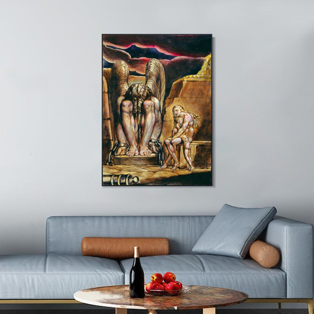 INVIN ART Framed Canvas Giclee Print Art Series#040 by William Blake Wall Art