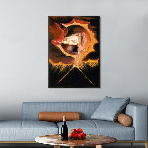INVIN ART Framed Canvas Giclee Print Art the omnipotent#2 by William Blake Wall Art Living Room Home Office Decorations