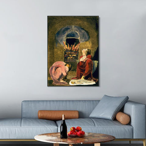 INVIN ART Framed Canvas Giclee Print Art Series#044 by William Blake Wall Art Living Room Home Office Decorations