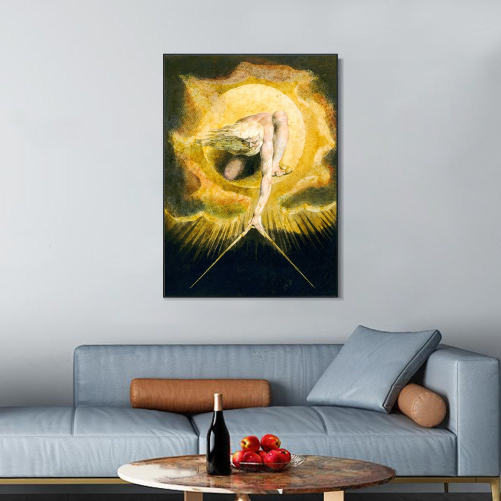 INVIN ART Framed Canvas Giclee Print Art The Ancient of Days, from 'Europe a Prophecy by William Blake Wall Art