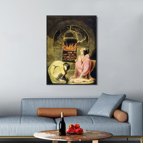 INVIN ART Framed Canvas Giclee Print Art Series#047 by William Blake Wall Art Living Room Home Office Decorations