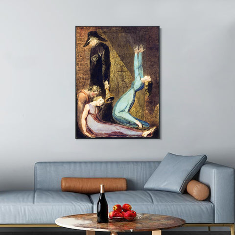 INVIN ART Framed Canvas Giclee Print Art Series#048 by William Blake Wall Art Living Room Home Office Decorations