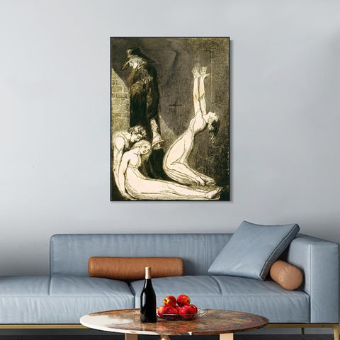 INVIN ART Framed Canvas Giclee Print Art Series#049 by William Blake Wall Art Living Room Home Office Decorations