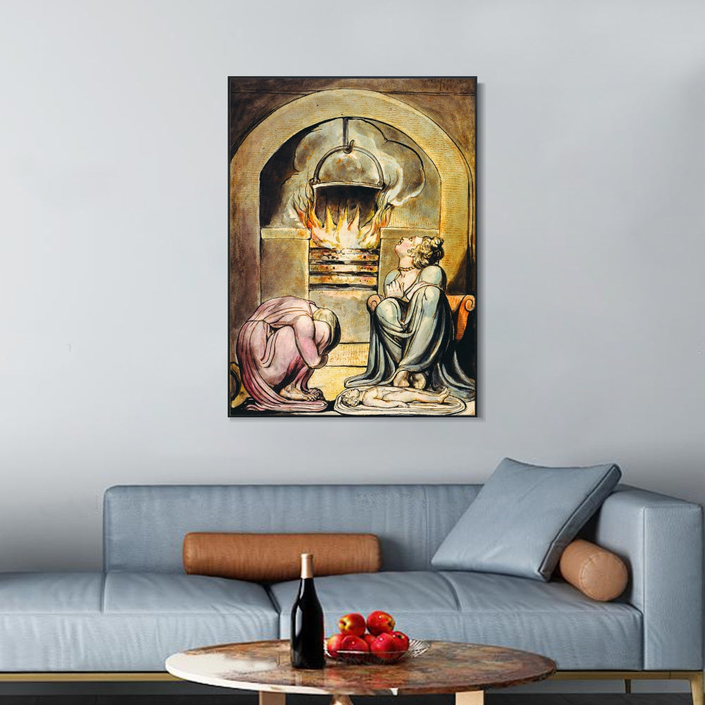 INVIN ART Framed Canvas Giclee Print Art Series#051 by William Blake Wall Art