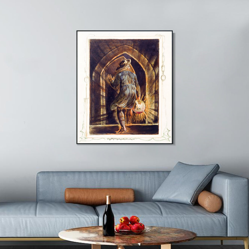 INVIN ART Framed Canvas Giclee Print Art Los Entering the Grave by William Blake Wall Art