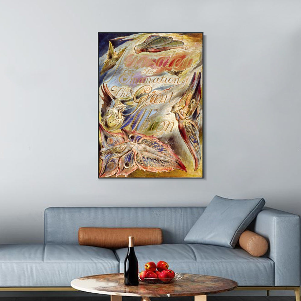 INVIN ART Framed Canvas Giclee Print Art Jerusalem by William Blake Wall Art