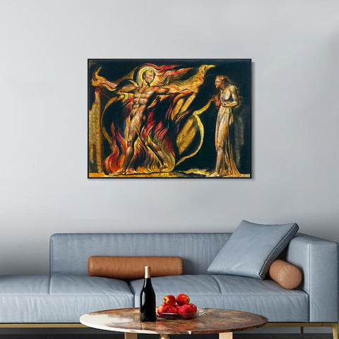 INVIN ART Framed Canvas Giclee Print Art Series#054 by William Blake Wall Art Living Room Home Office Decorations