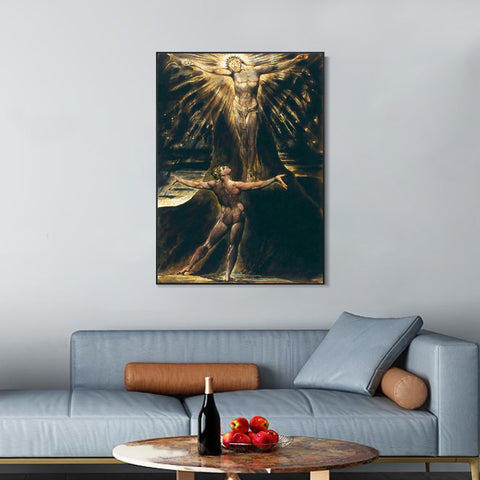 INVIN ART Framed Canvas Giclee Print Art Series#056 by William Blake Wall Art Living Room Home Office Decorations