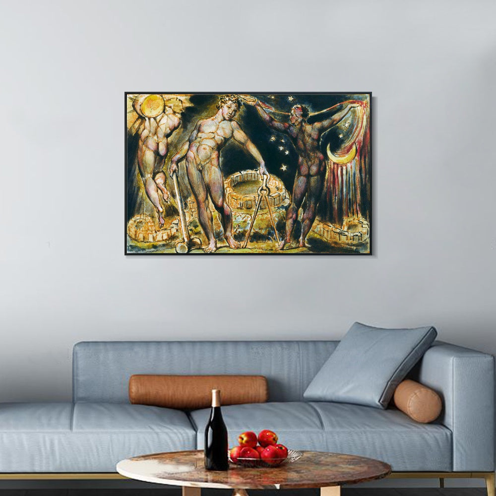 INVIN ART Framed Canvas Giclee Print Art Series#057 by William Blake Wall Art