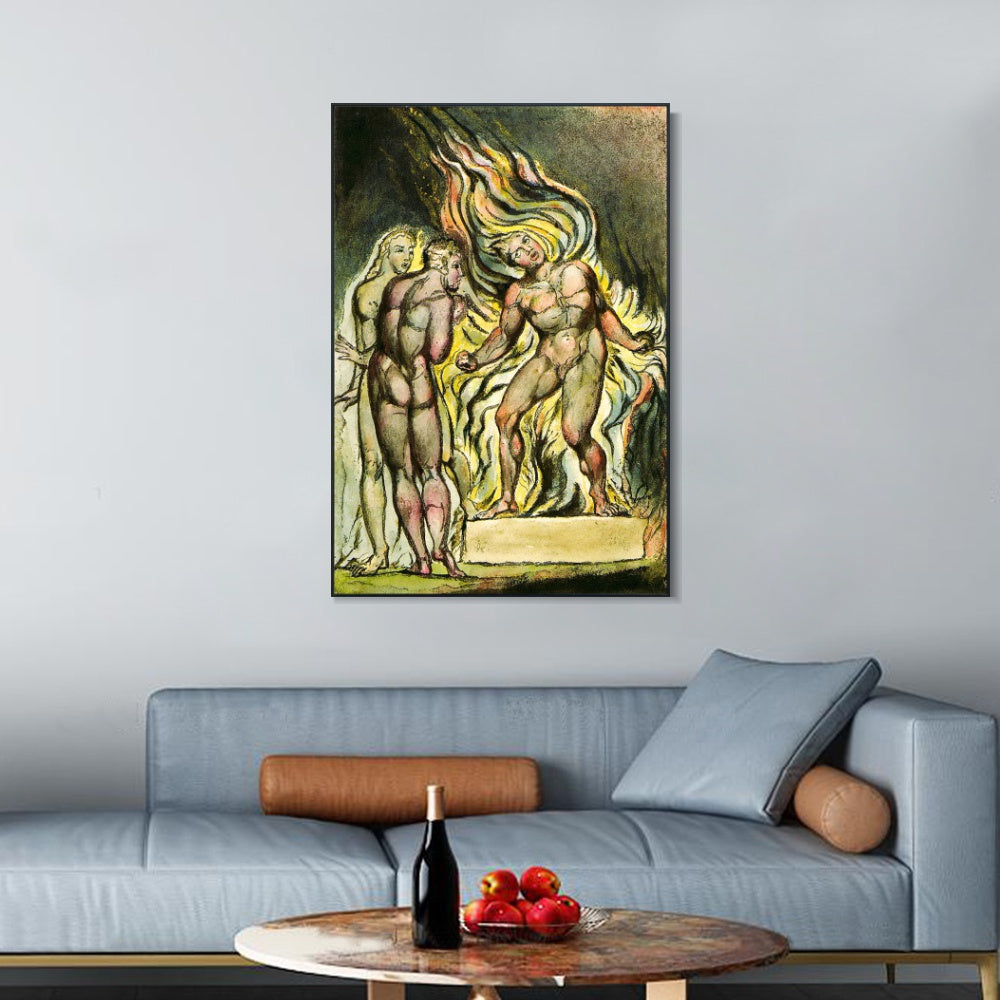INVIN ART Framed Canvas Giclee Print Art Series#059 by William Blake Wall Art