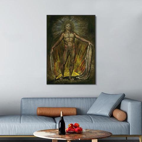 INVIN ART Framed Canvas Giclee Print Art Series#060 by William Blake Wall Art Living Room Home Office Decorations