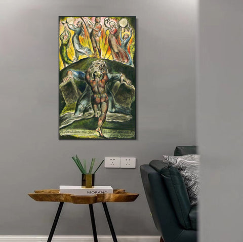 INVIN ART Framed Canvas Giclee Print Art Series#061 by William Blake Wall Art Living Room Home Office Decorations