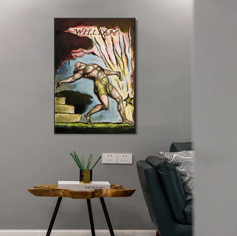 INVIN ART Framed Canvas Giclee Print Art Series#062 by William Blake Wall Art Living Room Home Office Decorations