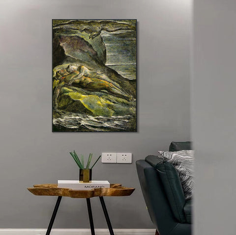 INVIN ART Framed Canvas Giclee Print Art Series#063 by William Blake Wall Art Living Room Home Office Decorations