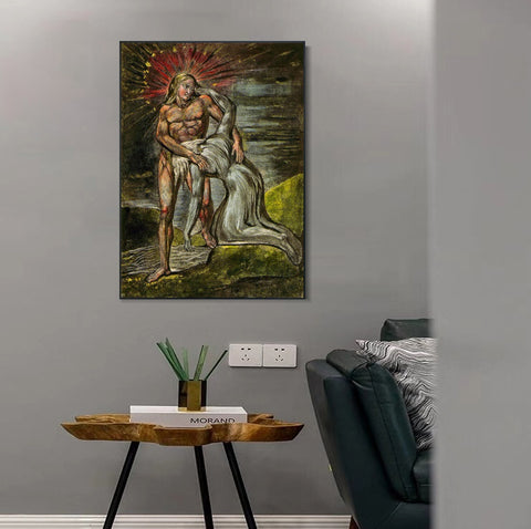 INVIN ART Framed Canvas Giclee Print Art Series#064 by William Blake Wall Art Living Room Home Office Decorations