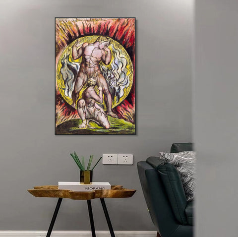 INVIN ART Framed Canvas Giclee Print Art Series#065 by William Blake Wall Art Living Room Home Office Decorations