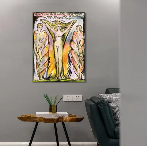 INVIN ART Framed Canvas Giclee Print Art Series#066 by William Blake Wall Art Living Room Home Office Decorations