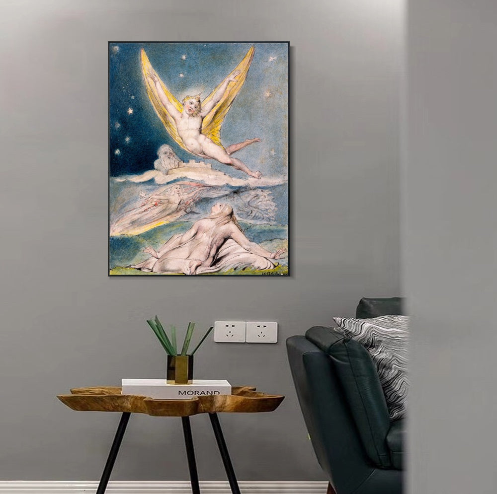 INVIN ART Framed Canvas Giclee Print Art Night Startled by William Blake Wall Art