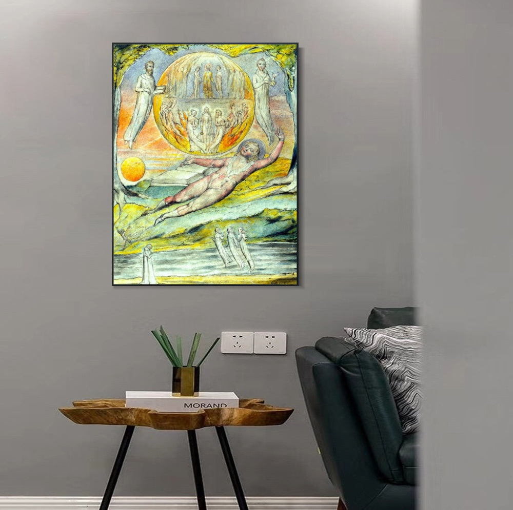 INVIN ART Framed Canvas Giclee Print Art The Youthful Poet's Dream by William Blake Wall Art