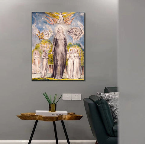 INVIN ART Framed Canvas Giclee Print Art Melancholy by William Blake Wall Art Living Room Home Office Decorations