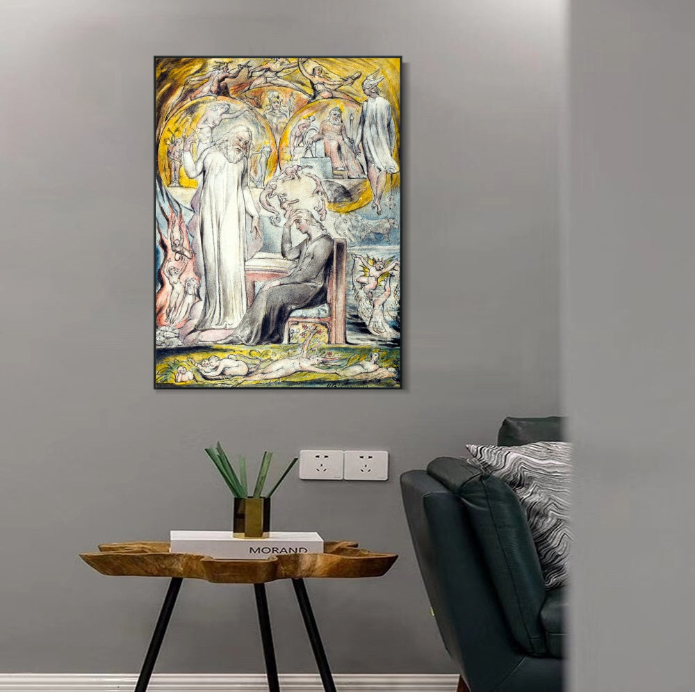 INVIN ART Framed Canvas Giclee Print Art The Spirit of Plato by William Blake Wall Art