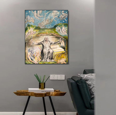 INVIN ART Framed Canvas Giclee Print Art Illustration to Milton's L'Allegro and Il Penseroso by William Blake Wall Art Living Room Home Office Decorations