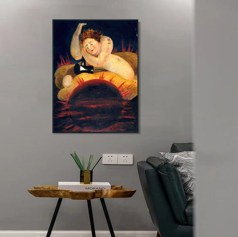 INVIN ART Framed Canvas Giclee Print Art Series#080 by William Blake Wall Art Living Room Home Office Decorations