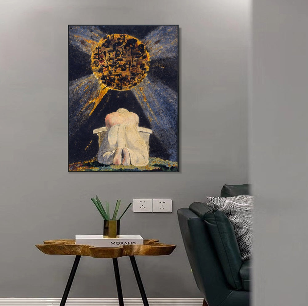 INVIN ART Framed Canvas Giclee Print Art SONG OF LOS#4 by William Blake Wall Art