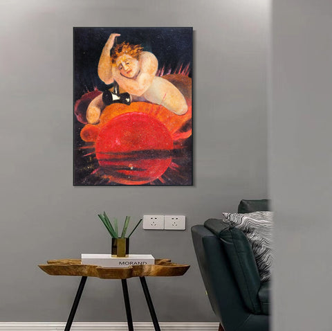 INVIN ART Framed Canvas Giclee Print Art Series#083 by William Blake Wall Art Living Room Home Office Decorations