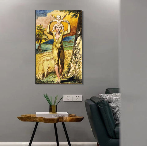 INVIN ART Framed Canvas Giclee Print Art Songs of Innocence and of Experience#2 by William Blake Wall Art Living Room Home Office Decorations
