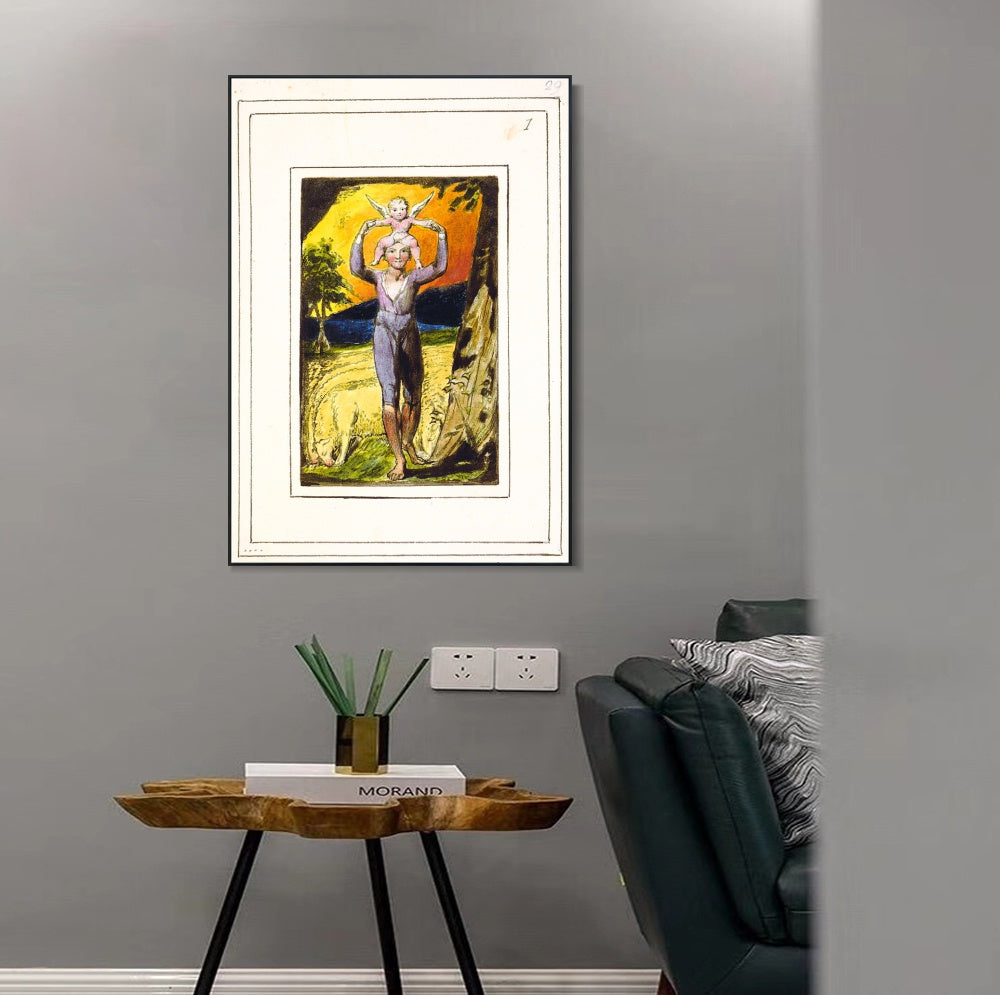 INVIN ART Framed Canvas Giclee Print Art Songs of Innocence and of Experience#4 by William Blake Wall Art