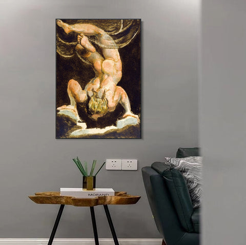 INVIN ART Framed Canvas Giclee Print Art Series#094 by William Blake Wall Art Living Room Home Office Decorations
