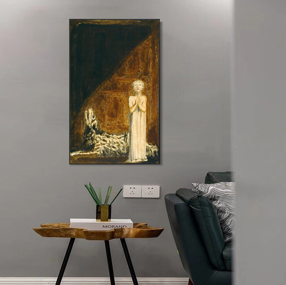INVIN ART Framed Canvas Giclee Print Art Series#096 by William Blake Wall Art