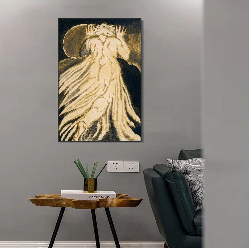 INVIN ART Framed Canvas Giclee Print Art Series#097 by William Blake Wall Art