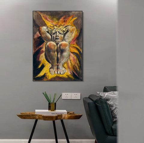 INVIN ART Framed Canvas Giclee Print Art Series#099 by William Blake Wall Art Living Room Home Office Decorations