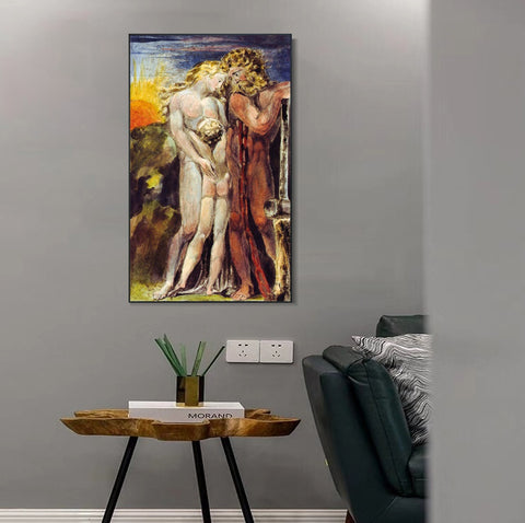 INVIN ART Framed Canvas Giclee Print Art Series#101 by William Blake Wall Art Living Room Home Office Decorations