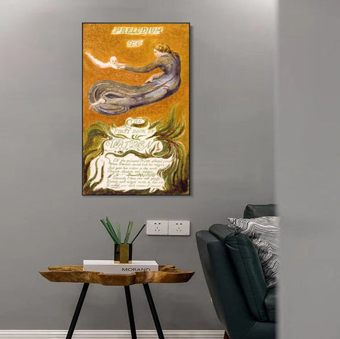 INVIN ART Framed Canvas Giclee Print Art Series#108 by William Blake Wall Art Living Room Home Office Decorations