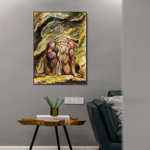 INVIN ART Framed Canvas Giclee Print Art Series#110 by William Blake Wall Art Living Room Home Office Decorations