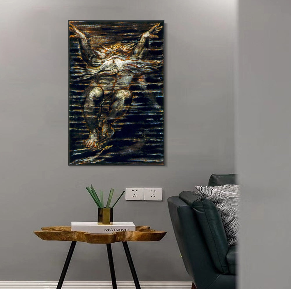 INVIN ART Framed Canvas Giclee Print Art The First Book of Urizen#3 by William Blake Wall Art