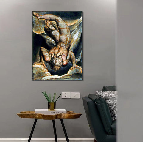 INVIN ART Framed Canvas Giclee Print Art Series#112 by William Blake Wall Art Living Room Home Office Decorations