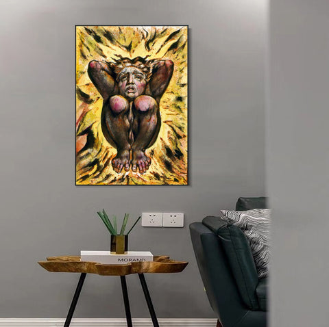 INVIN ART Framed Canvas Giclee Print Art Series#114 by William Blake Wall Art Living Room Home Office Decorations