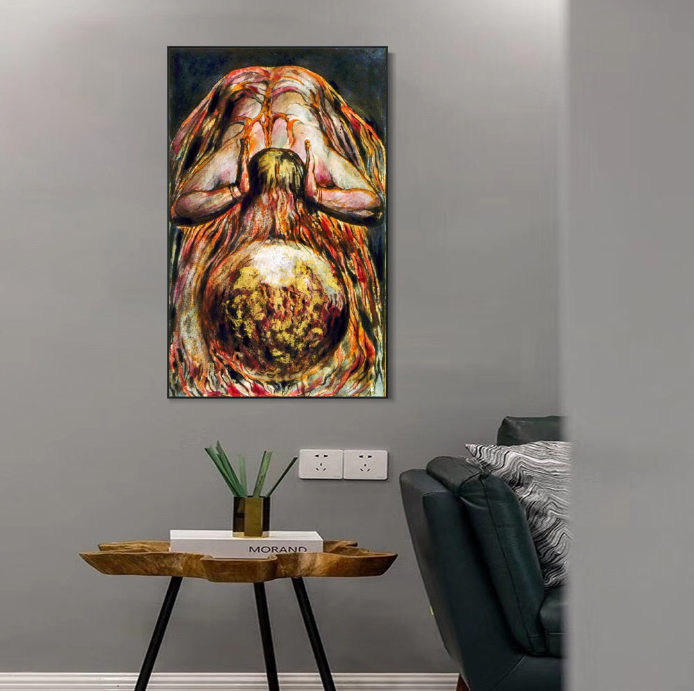 INVIN ART Framed Canvas Giclee Print Art The First Book of Urizen by William Blake Wall Art