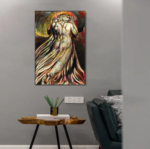 INVIN ART Framed Canvas Giclee Print Art Series#117 by William Blake Wall Art Living Room Home Office Decorations