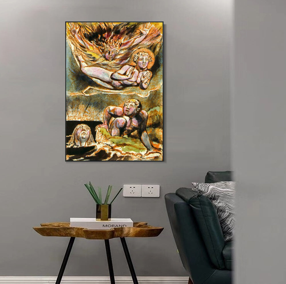 INVIN ART Framed Canvas Giclee Print Art Series#118 by William Blake Wall Art