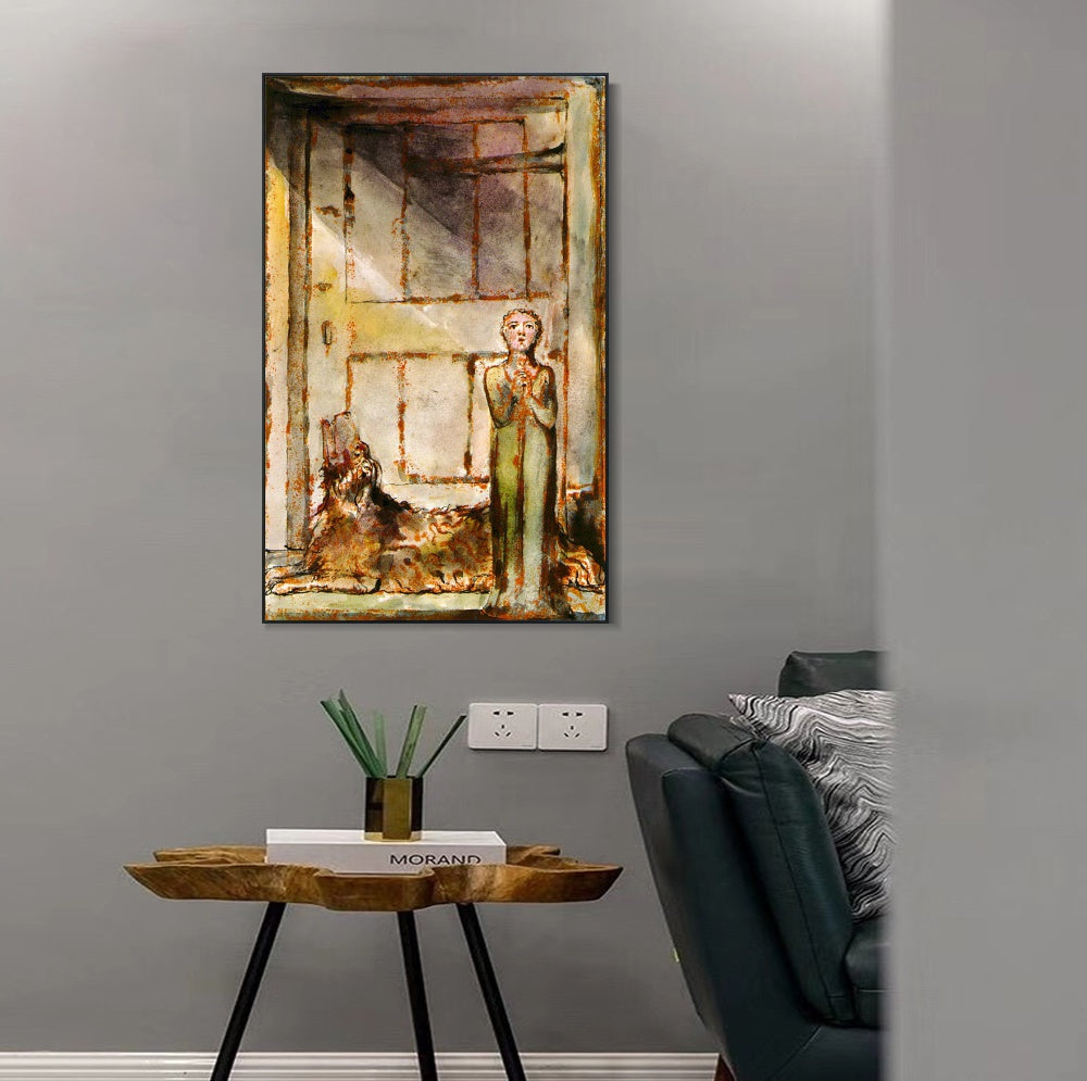 INVIN ART Framed Canvas Giclee Print Art Series#119 by William Blake Wall Art