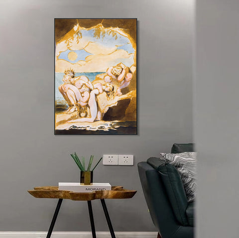 INVIN ART Framed Canvas Giclee Print Art Visions of the Daughters of Albion#6 by William Blake Wall Art Living Room Home Office Decorations