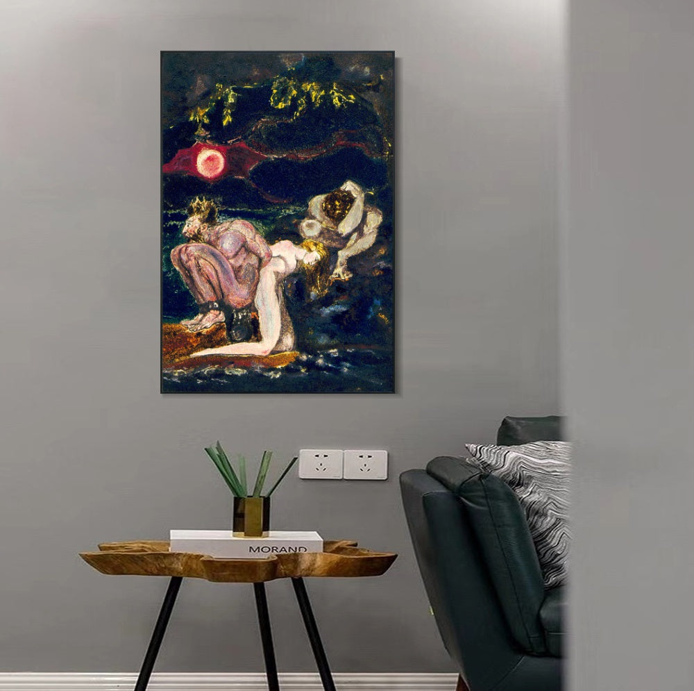 INVIN ART Framed Canvas Giclee Print Art Visions of the Daughters of Albion#2 by William Blake Wall Art