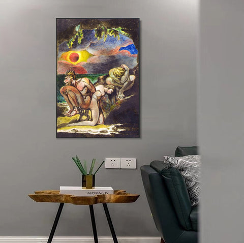 INVIN ART Framed Canvas Giclee Print Art Visions of the Daughters of Albion#3 by William Blake Wall Art Living Room Home Office Decorations