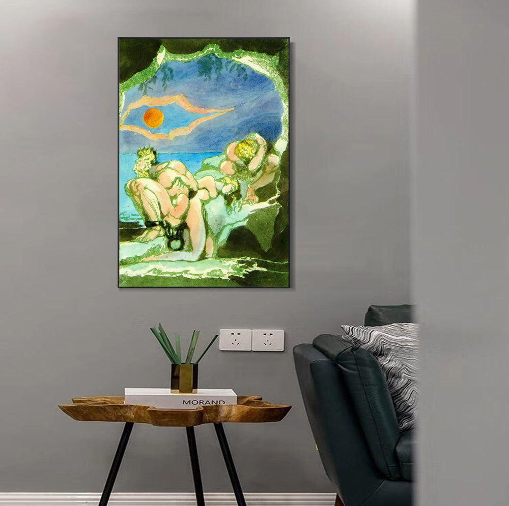 INVIN ART Framed Canvas Giclee Print Art Visions of the Daughters of Albion#4 by William Blake Wall Art